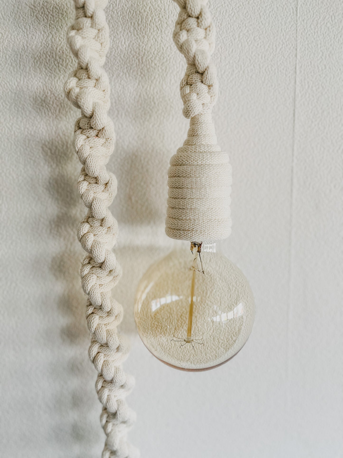 NATURAL WHITE macrame rope light